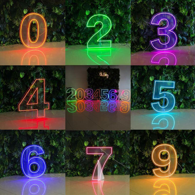 Custom 0 to 9 Number LED Neon Sign Wall Letters Light Party Decoration-ubackdrop