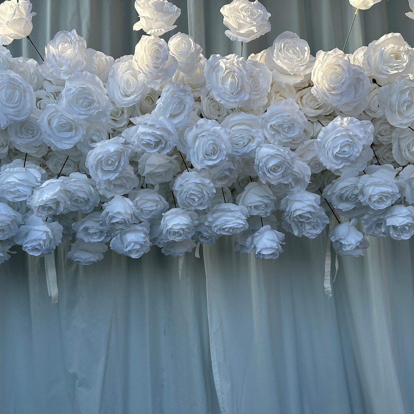 White Rose Hanging Flower Runner Wedding Backdrop Decor-ubackdrop