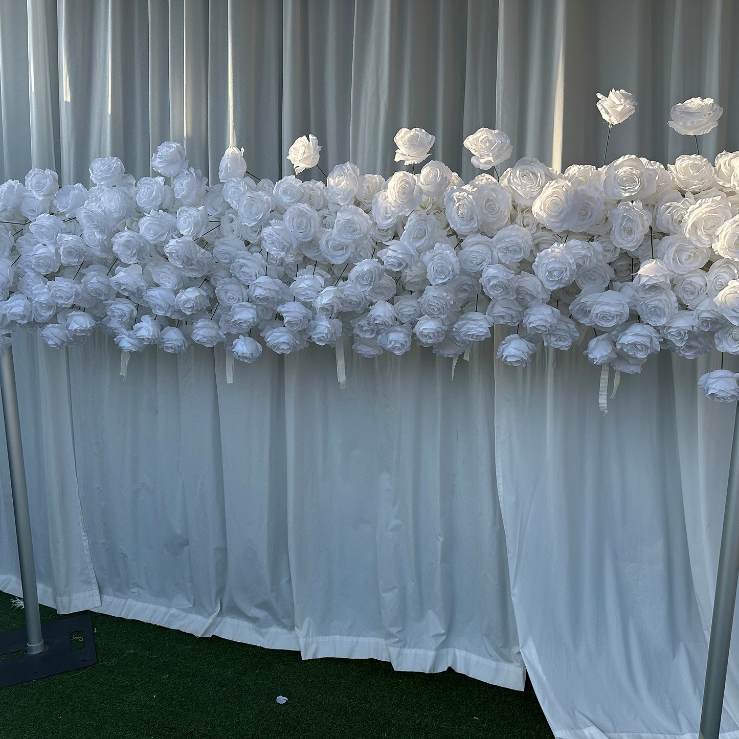 White Rose Hanging Flower Runner Wedding Backdrop Decor-ubackdrop