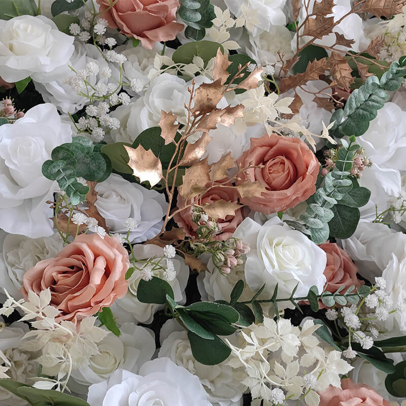 3D Pink and White Fabric Artificial Flower Wall Wedding Party Decor-ubackdrop