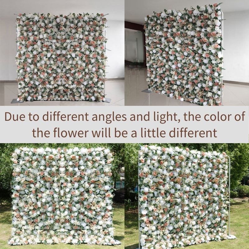 3D Pink and White Fabric Artificial Flower Wall Wedding Party Decor-ubackdrop