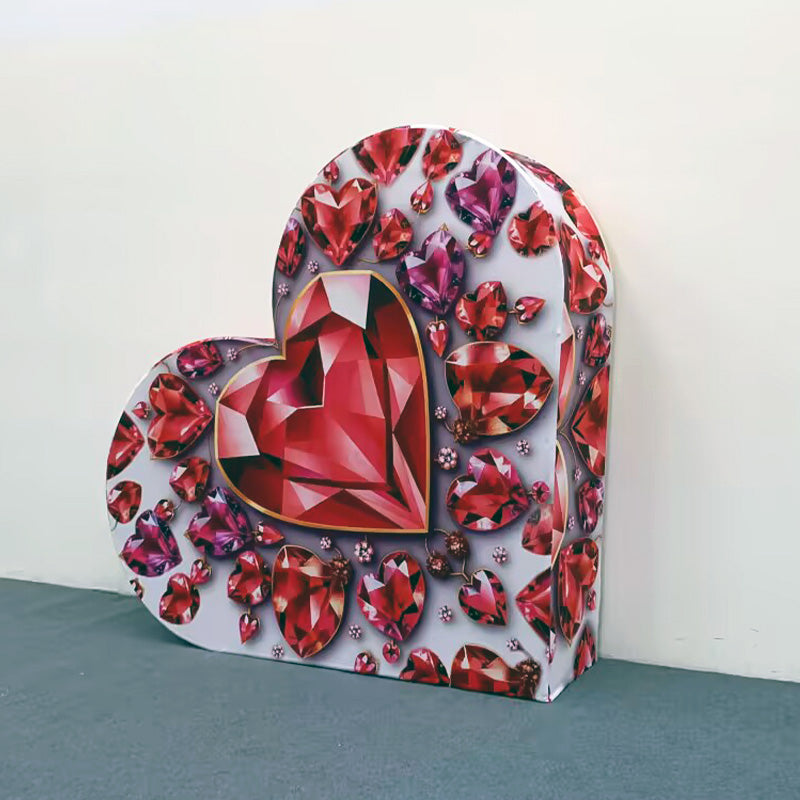 3D 8x8ft Double Layer Side Laying Heart for Party Decor Backdrop Stand-ubackdrop