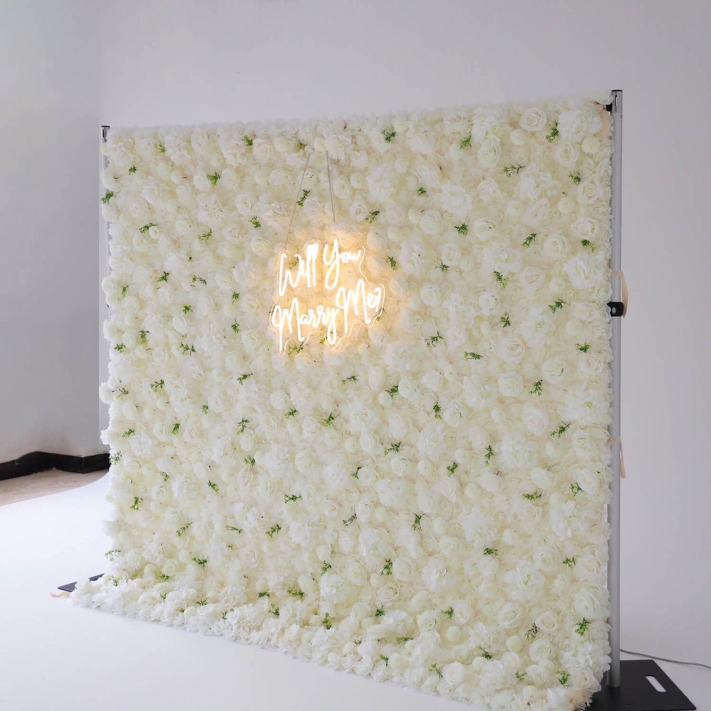 3D White Luxury Fabric Artificial Flower Wall Wedding Party Decor-ubackdrop
