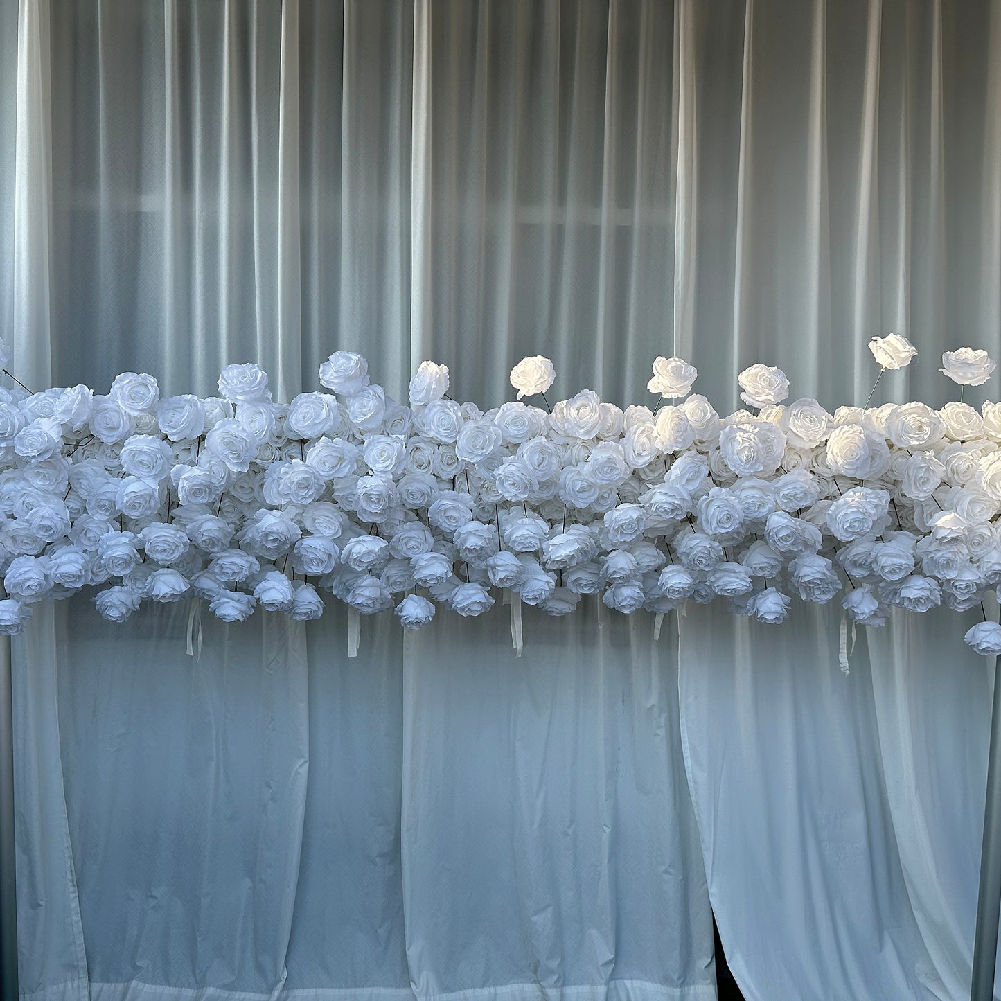 White Rose Hanging Flower Runner Wedding Backdrop Decor-ubackdrop