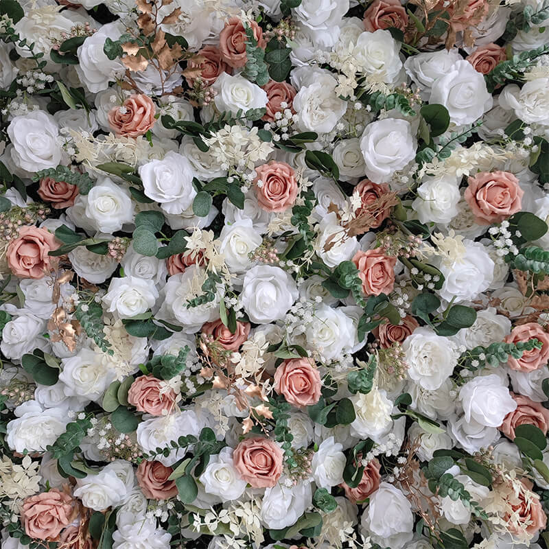 3D Pink and White Fabric Artificial Flower Wall Wedding Party Decor-ubackdrop