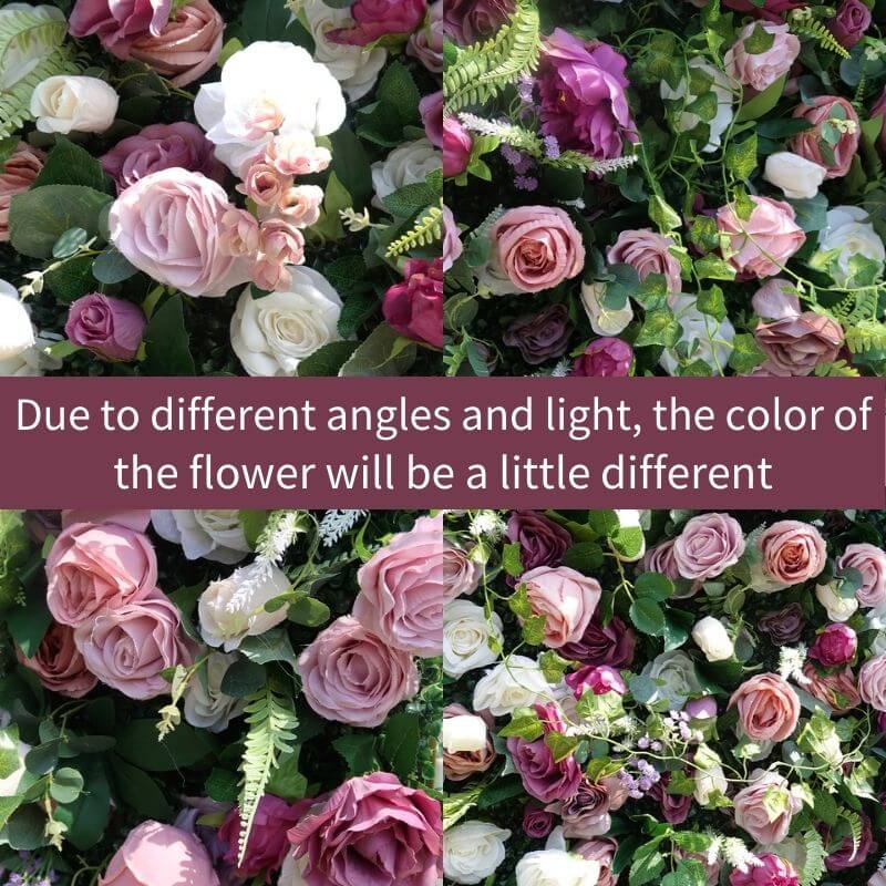 3D Wedding Purple and Pink Fabric Artificial Flower Wall Birthday Party Decor-ubackdrop