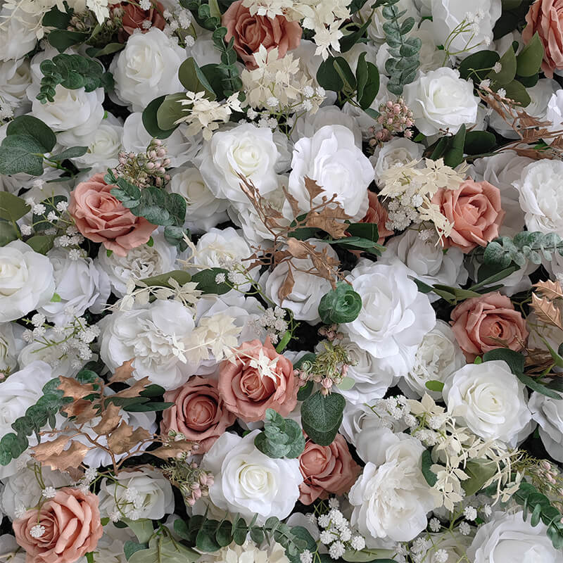 3D Pink and White Fabric Artificial Flower Wall Wedding Party Decor-ubackdrop