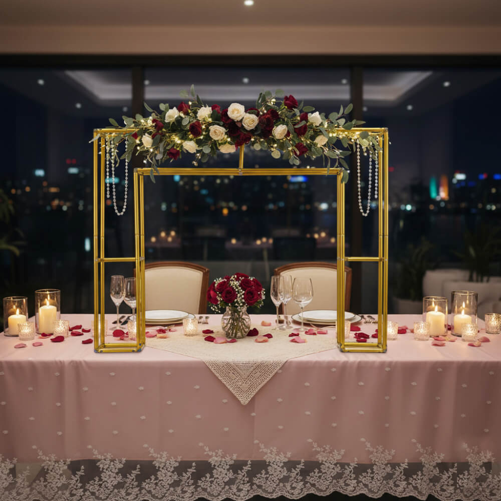 4x5ft Golden Table Centerpiece Arch Frame Stand for Party Decoration