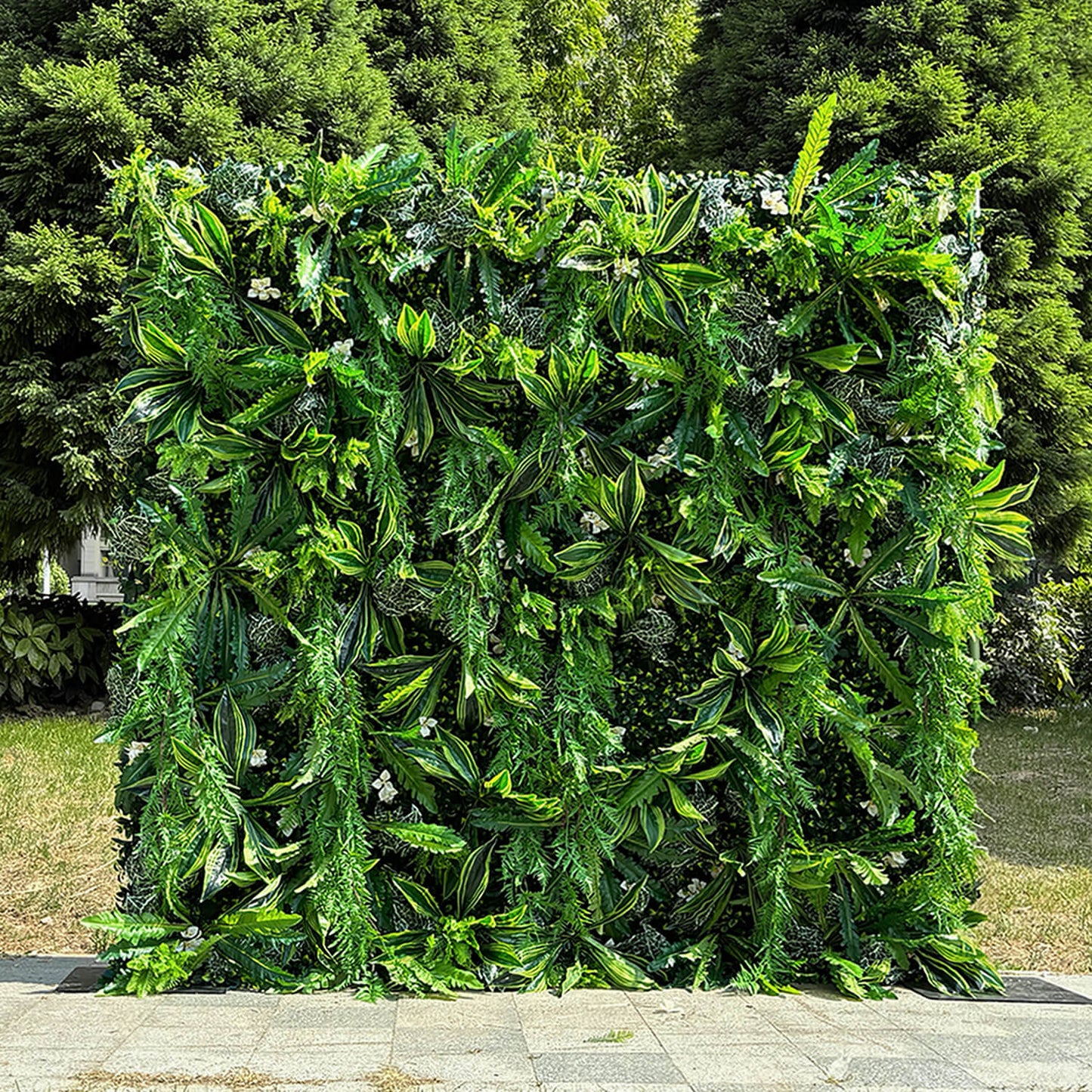 5D Green Jungle Fabric Artificial Flower Wall Party Decor Outdoor-ubackdrop