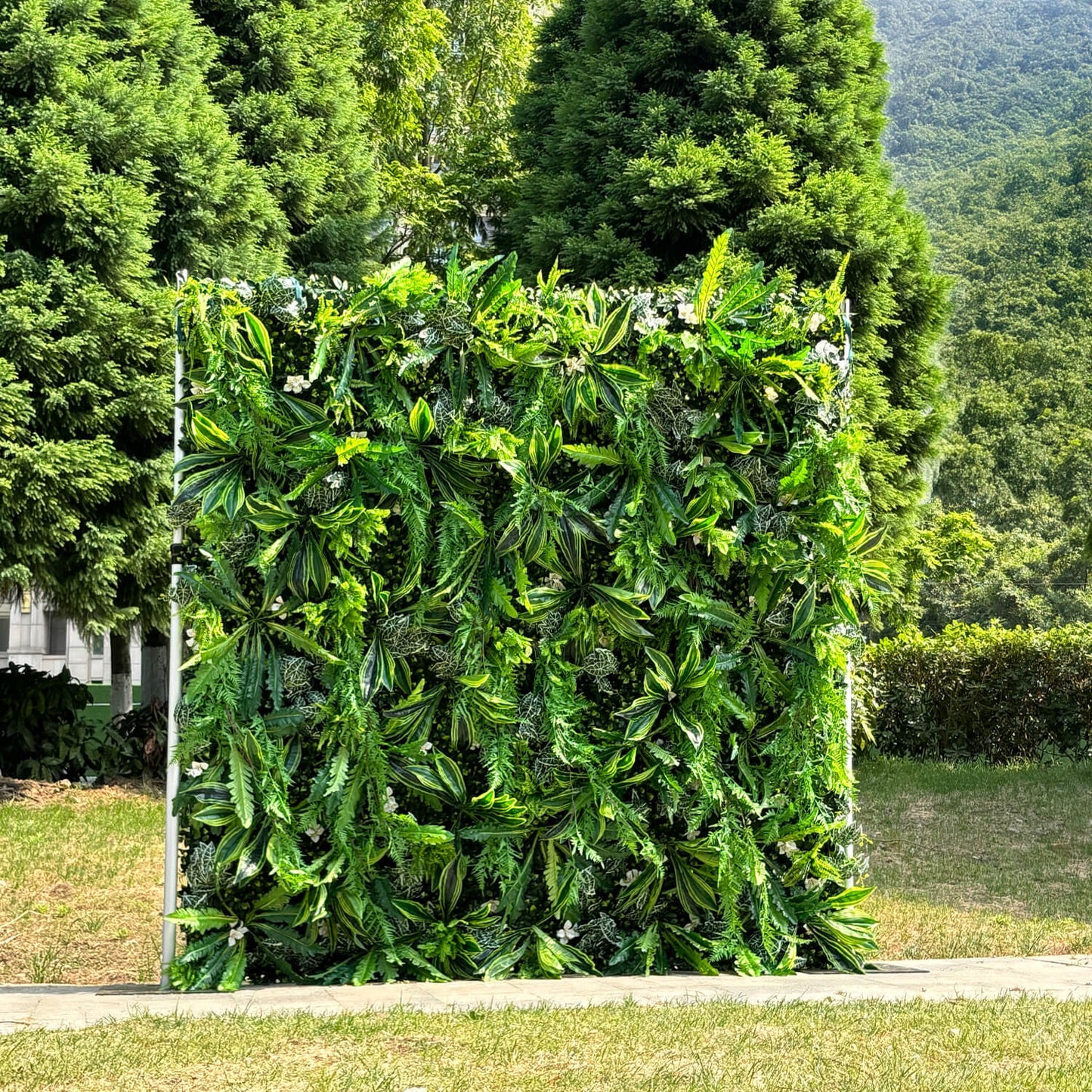 5D Green Jungle Fabric Artificial Flower Wall Party Decor Outdoor-ubackdrop