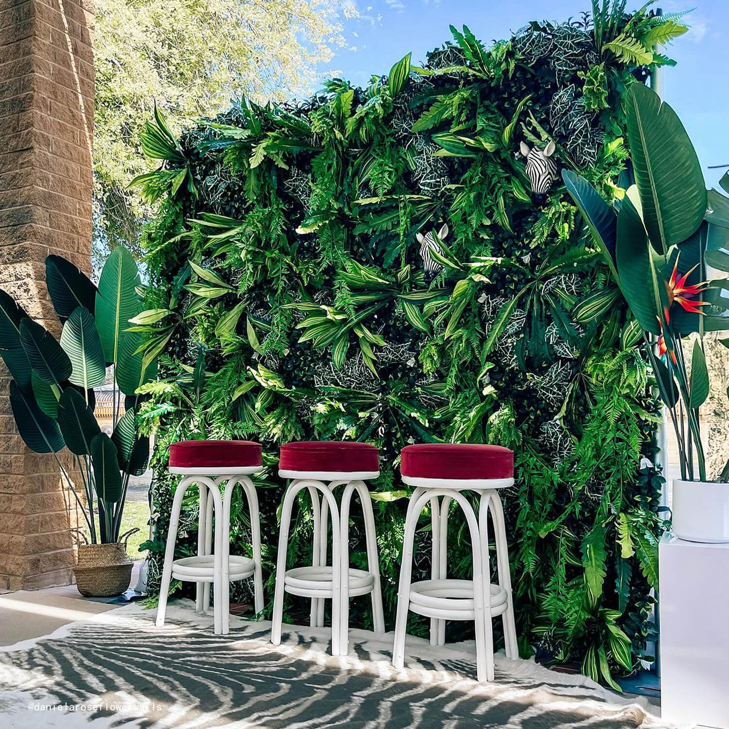 5D Green Jungle Fabric Artificial Flower Wall Party Decor Outdoor-ubackdrop