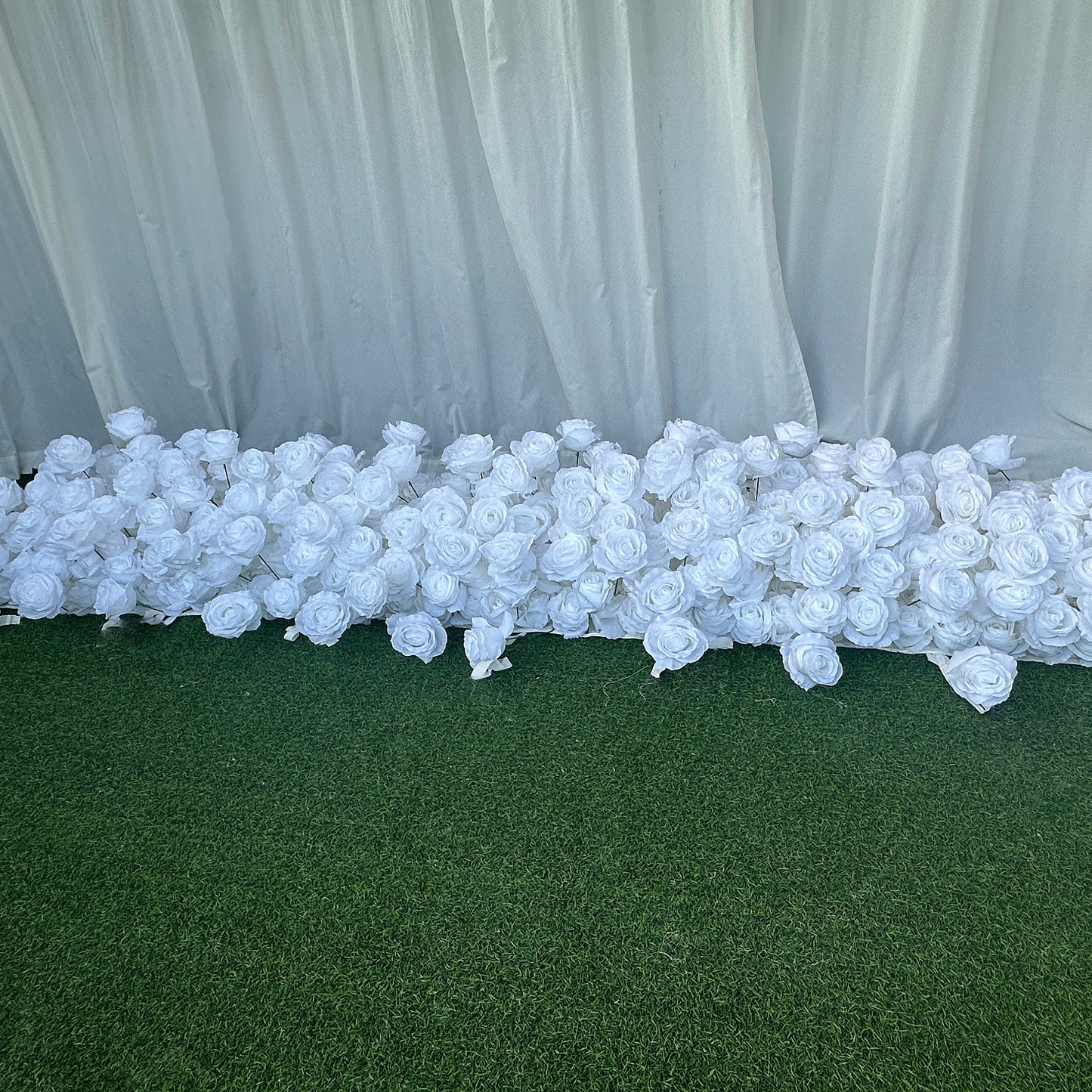 White Rose Hanging Flower Runner Wedding Backdrop Decor-ubackdrop