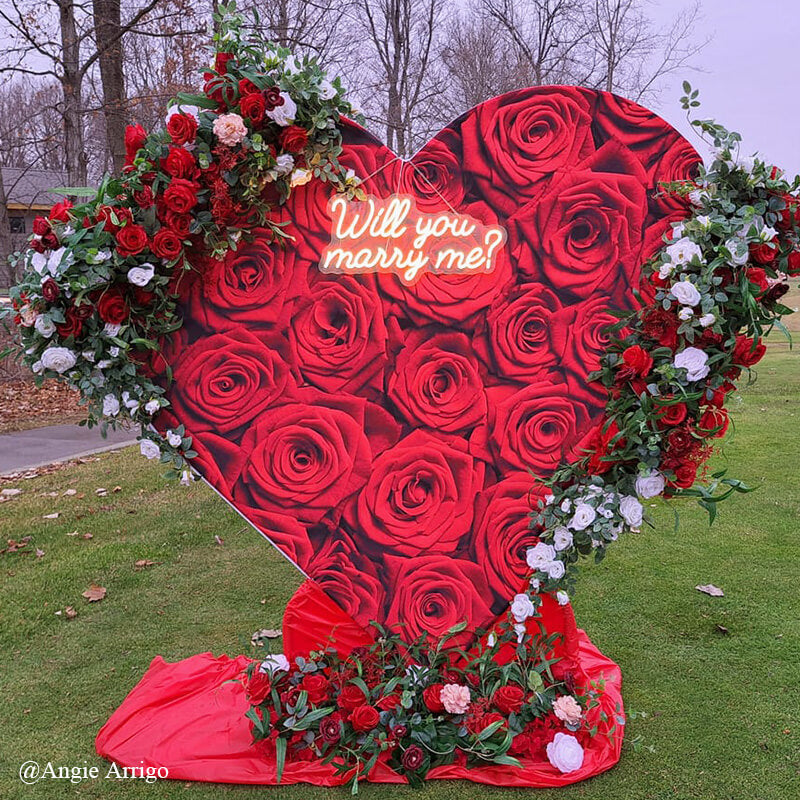 6.5ft Party & Hoop Balloon Heart Shape Loop Flower Arch Photo Booth Backdrop Stand Heart Backdrop-ubackdrop