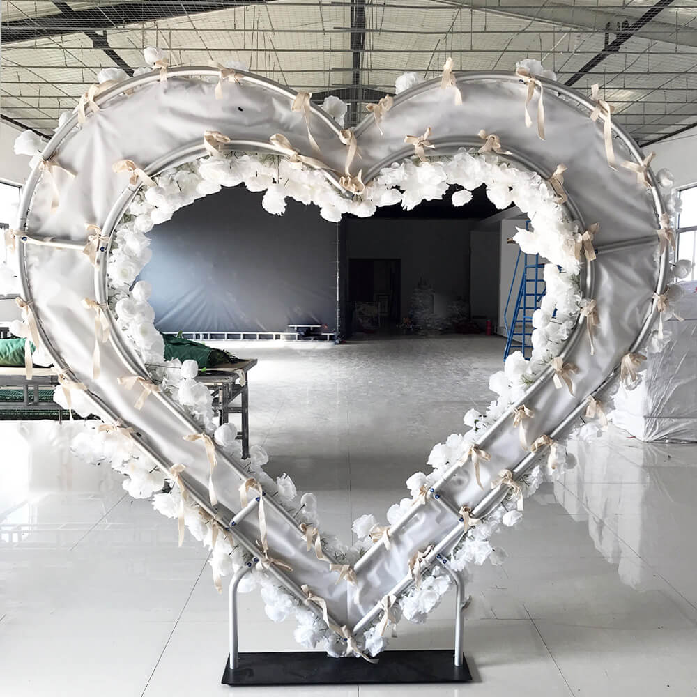 8ft Party & Hoop Balloon Double Layer Heart Shape Loop Flower Arch Photo Booth Backdrop Stand Heart Backdrop-ubackdrop