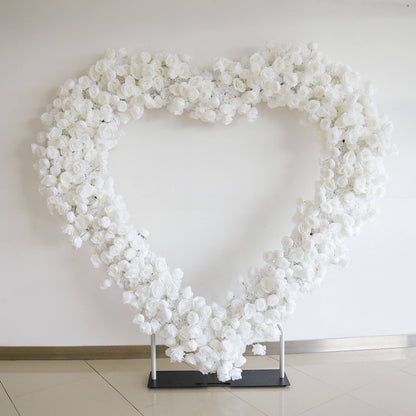8ft Party & Hoop Balloon Double Layer Heart Shape Loop Flower Arch Photo Booth Backdrop Stand Heart Backdrop-ubackdrop