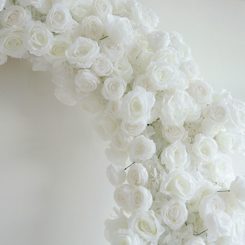 8ft White Rose Flower Wall Romantic Atmosphere Heart Shaped Wedding Decoration Indoor-ubackdrop
