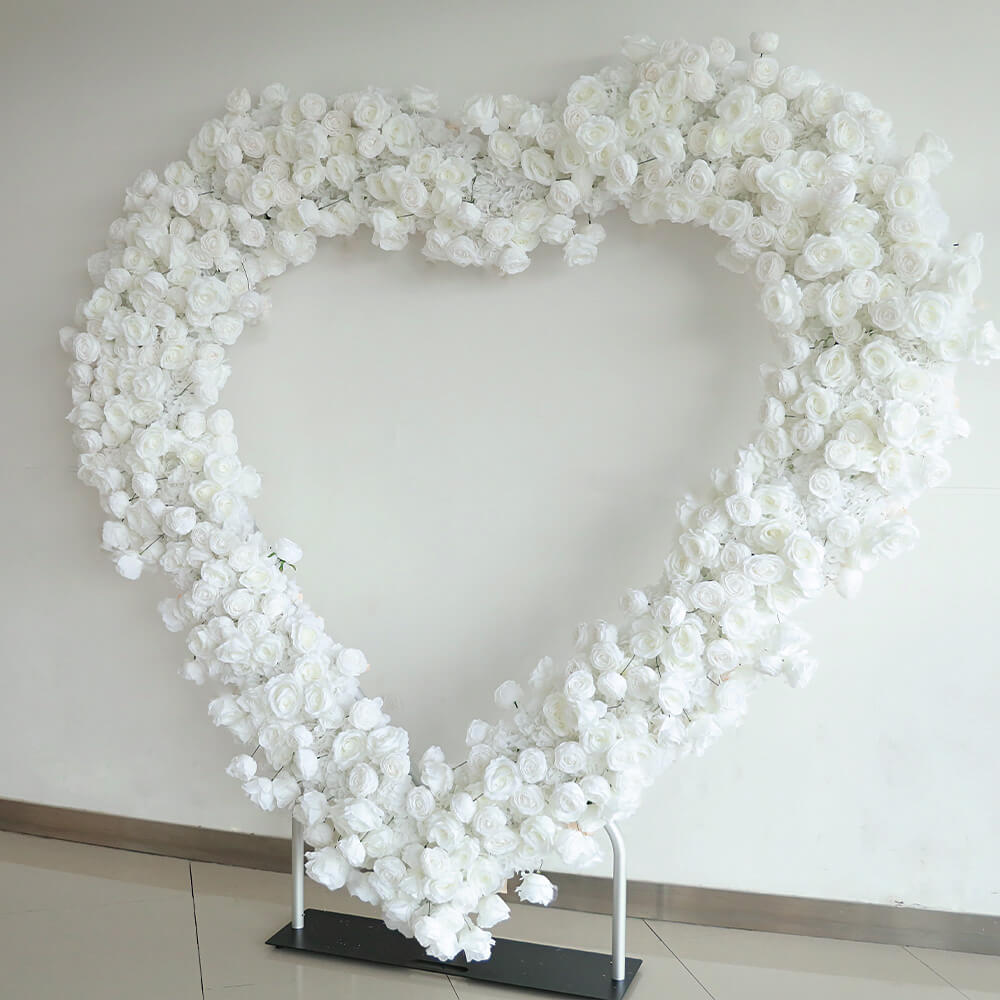 8ft Party & Hoop Balloon Double Layer Heart Shape Loop Flower Arch Photo Booth Backdrop Stand Heart Backdrop-ubackdrop