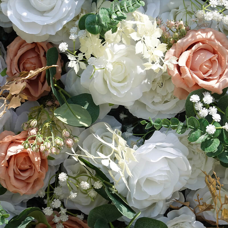 3D Pink and White Fabric Artificial Flower Wall Wedding Party Decor-ubackdrop