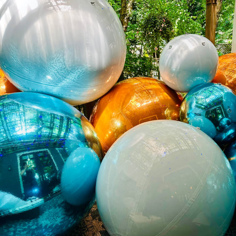 Light Blue Inflatable Mirror Ball Reusable Big Bubble Balloon-ubackdrop