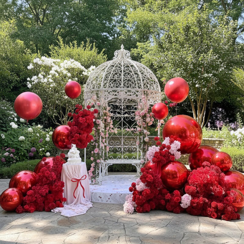 Red Inflatable Mirror Ball Reusable Big Bubble Balloon-ubackdrop