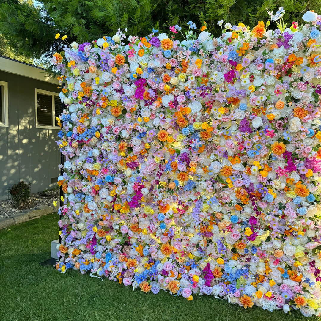 Colorful Artificial Wedding Flower Wall Backdrop For Event Wedding&Birthday Decoration-ubackdrop