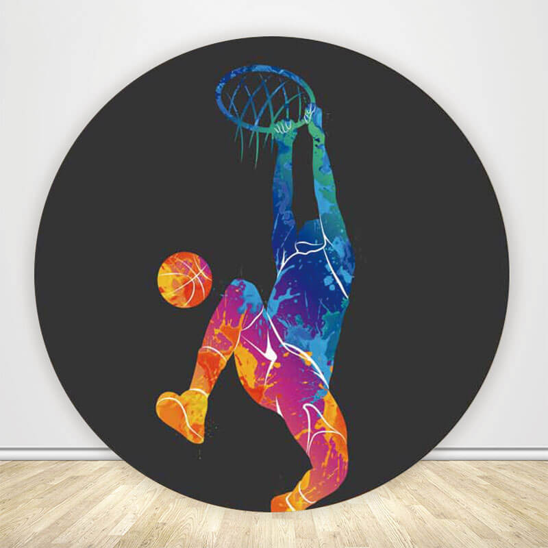 Basketball Theme Round Backdrop Sports Themed Backdrop-ubackdrop