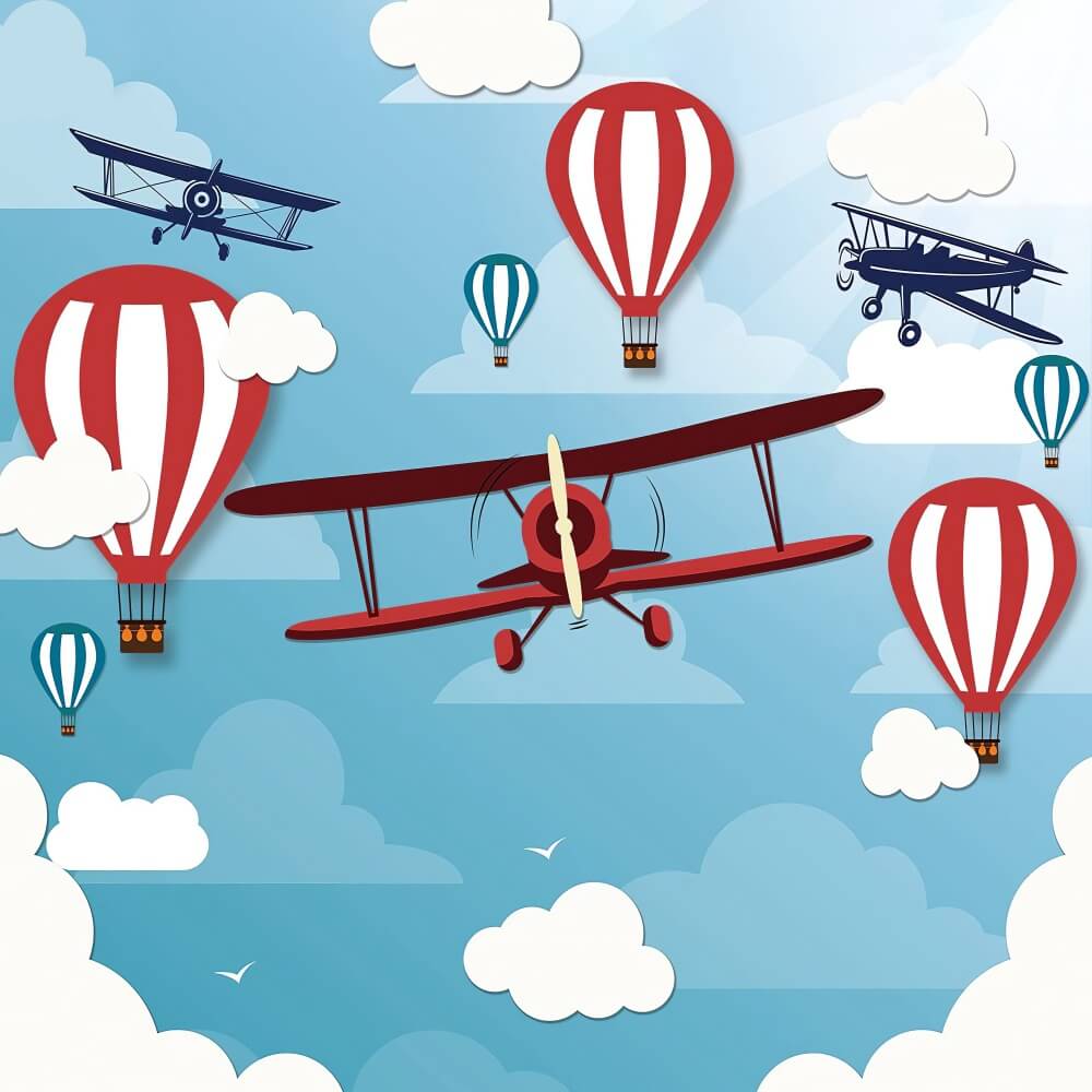 Vintage Airplane Birthday Party Baby Shower Backdrop-ubackdrop