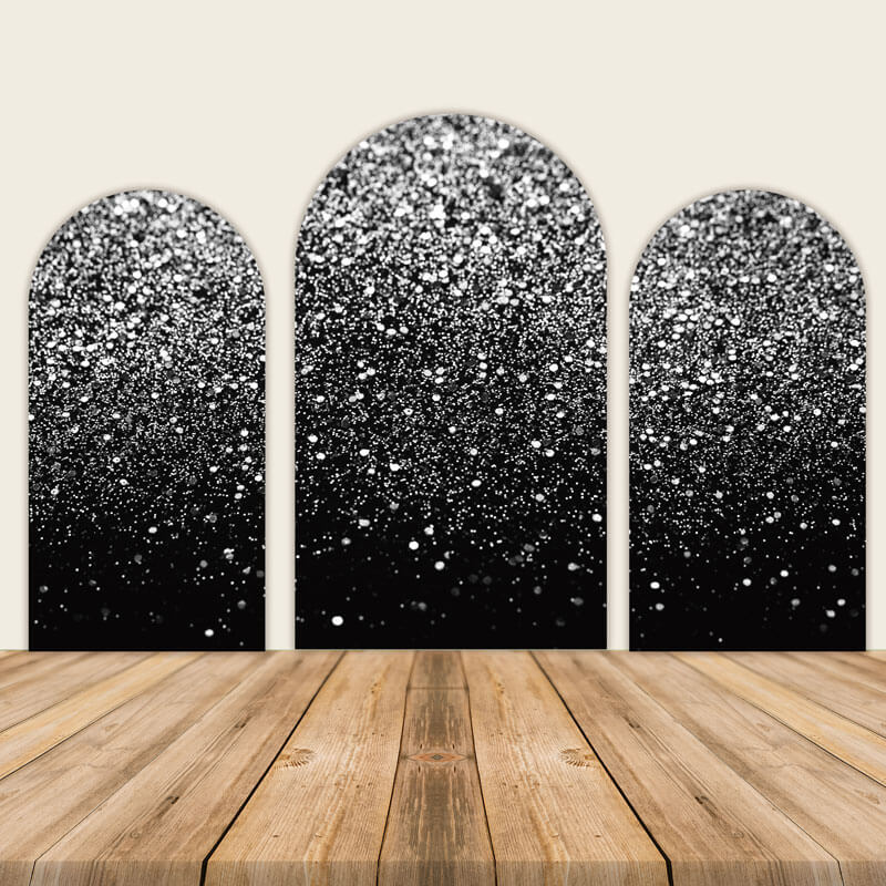 Black and Gold Glitter Arch Walls Backdrop-ubackdrop