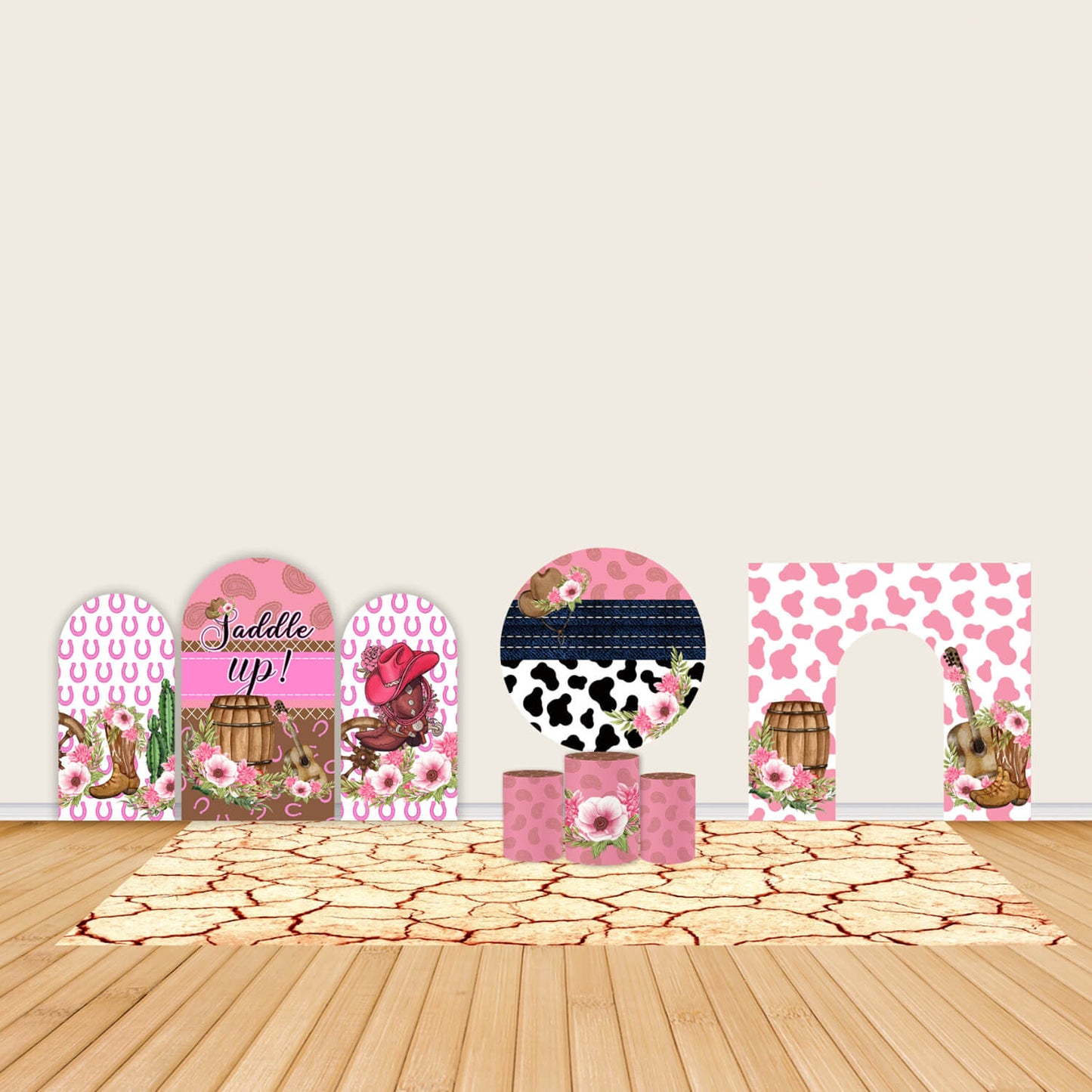Baby Girl Cowgirl Birthday Party Decoration Arch Backdrop Cover-ubackdrop