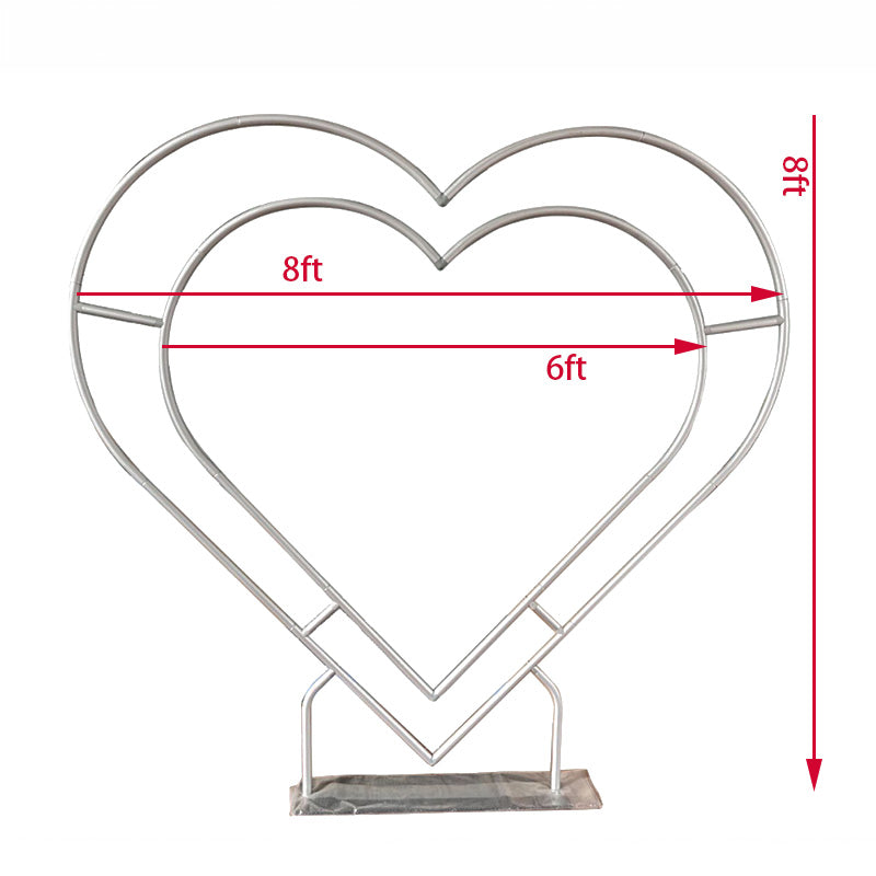 8ft Party & Hoop Balloon Double Layer Heart Shape Loop Flower Arch Photo Booth Backdrop Stand Heart Backdrop-ubackdrop