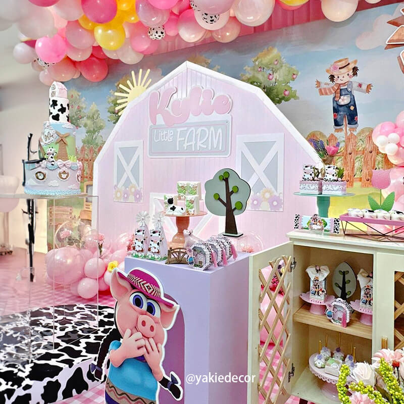 7x7ft Barn Backdrop Stand | Birthday Party Decoration Prop-ubackdrop