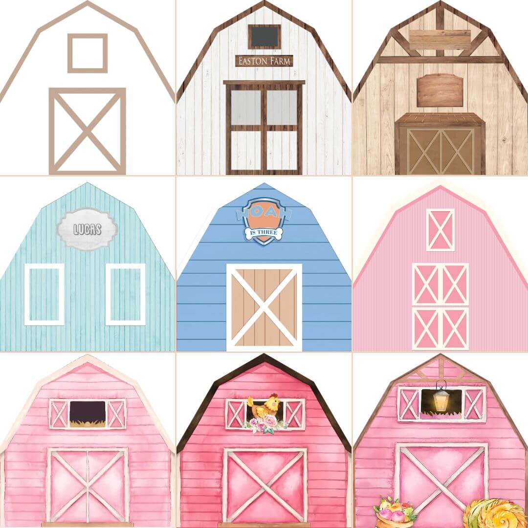 7x7ft Barn Backdrop Stand | Birthday Party Decoration Prop-ubackdrop