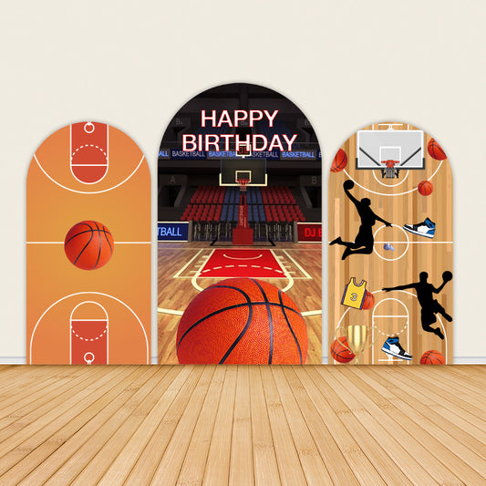 Basketball Court Arch Backdrop for Boy Birthday Covers-ubackdrop