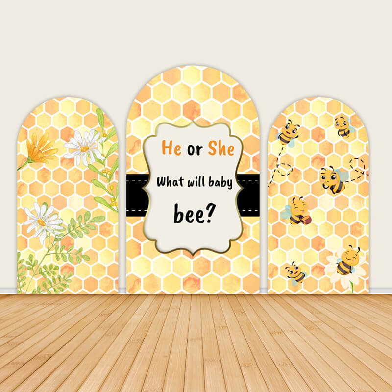 Bee Baby Shower Gender Reveal Arch Cover Chiara Backdrop-ubackdrop
