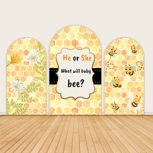 Bee Baby Shower Gender Reveal Arch Cover Chiara Backdrop-ubackdrop