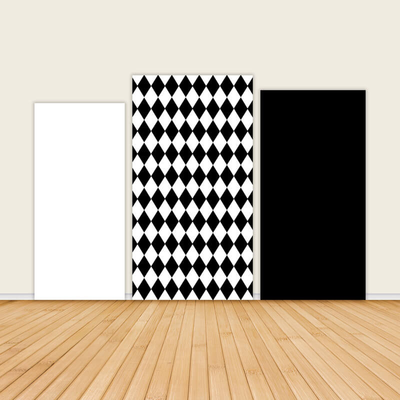 Black And White Lattice Birthday Backdrop Cover-ubackdrop