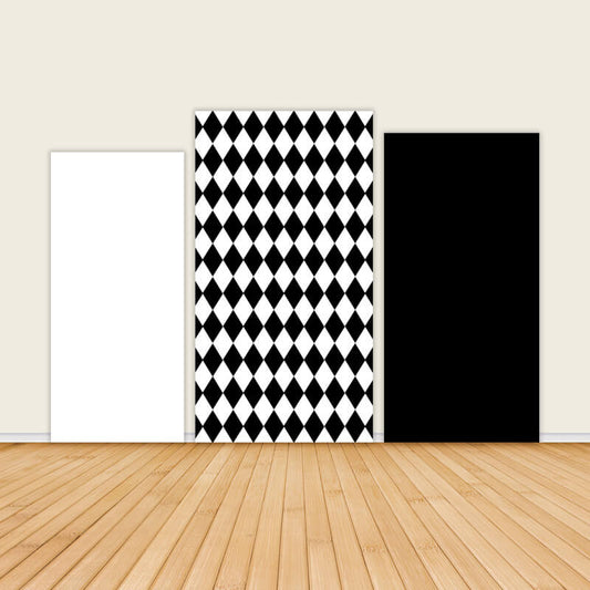 Black And White Lattice Birthday Backdrop Cover-ubackdrop