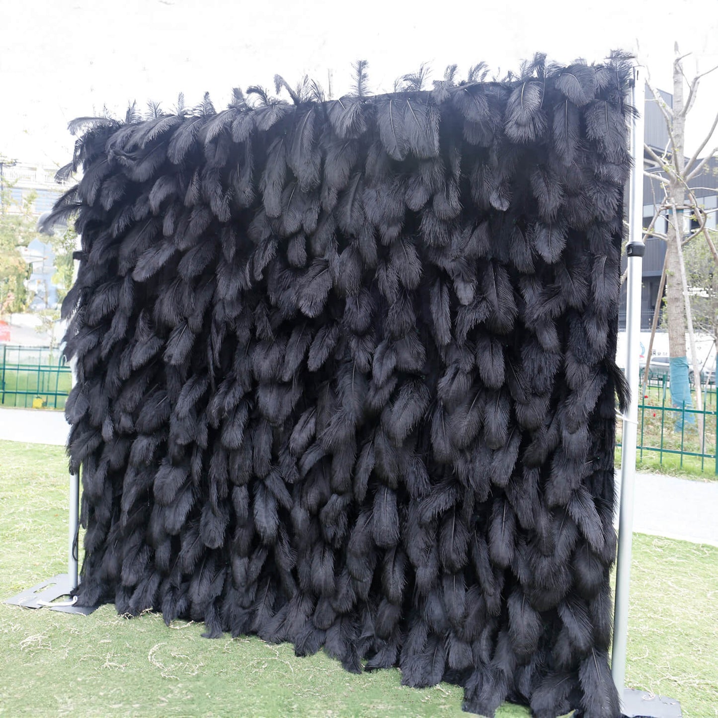 Black Feather Flower Wall for Wedding Arrangement Bridal Shower Party Backdrop-ubackdrop