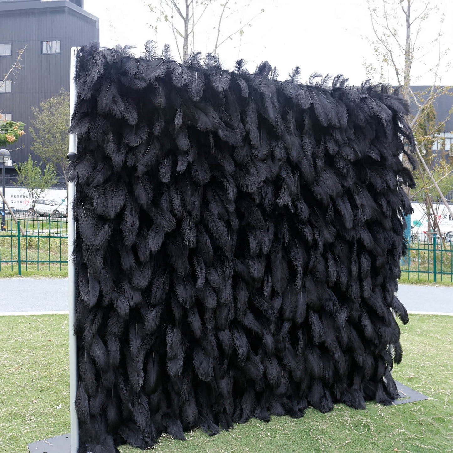 Black Feather Flower Wall for Wedding Arrangement Bridal Shower Party Backdrop-ubackdrop