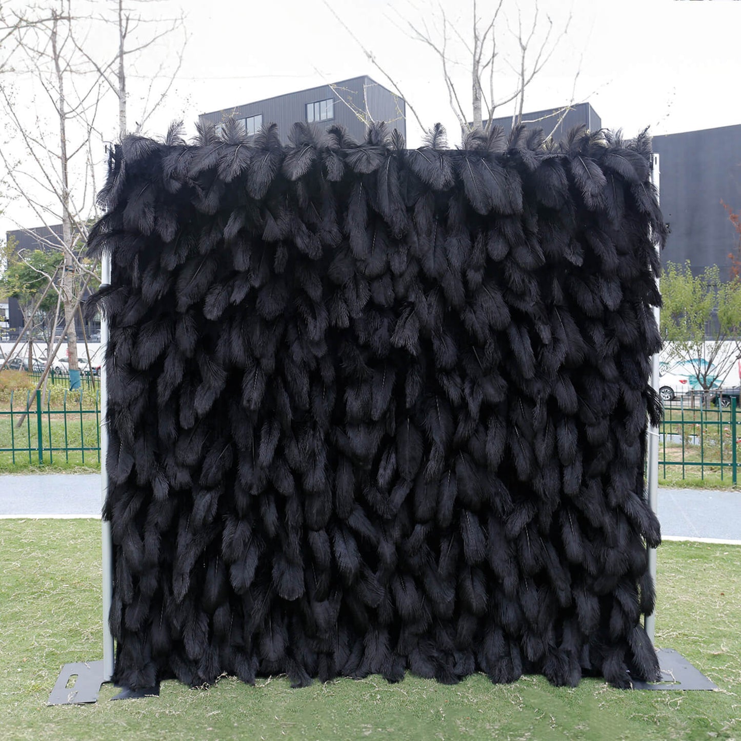 Black Feather Flower Wall for Wedding Arrangement Bridal Shower Party Backdrop-ubackdrop