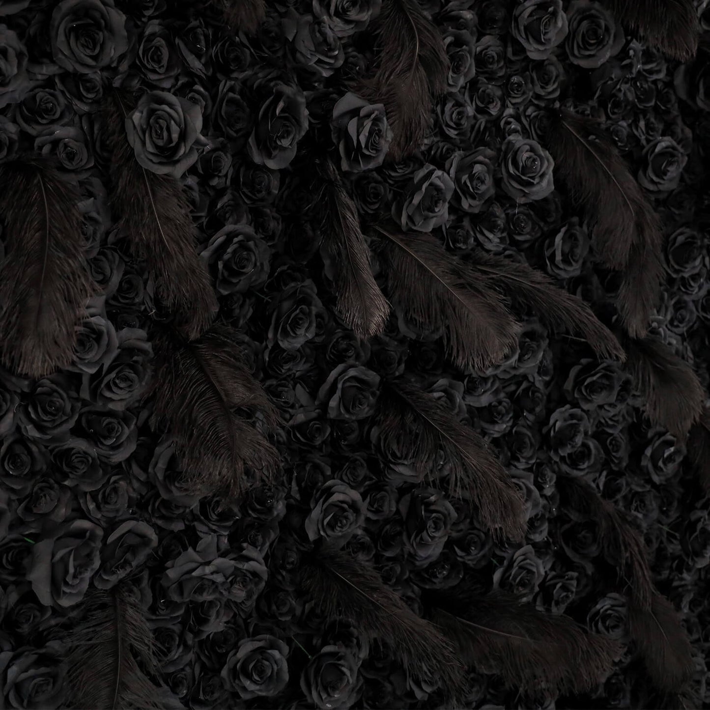 Black Rose Feather Flower Wall Backdrop for Birthday Party Decorations-ubackdrop