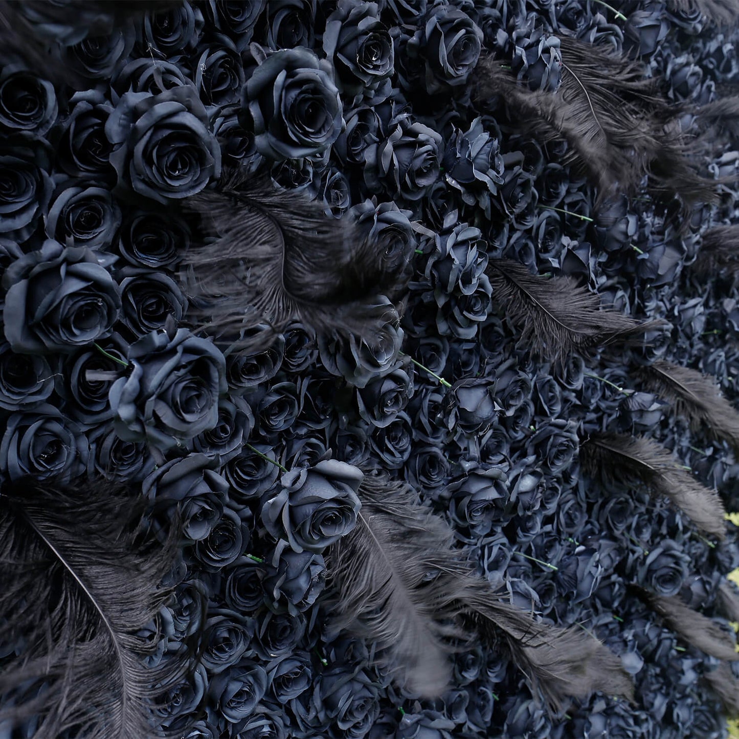 Black Rose Feather Flower Wall Backdrop for Birthday Party Decorations-ubackdrop