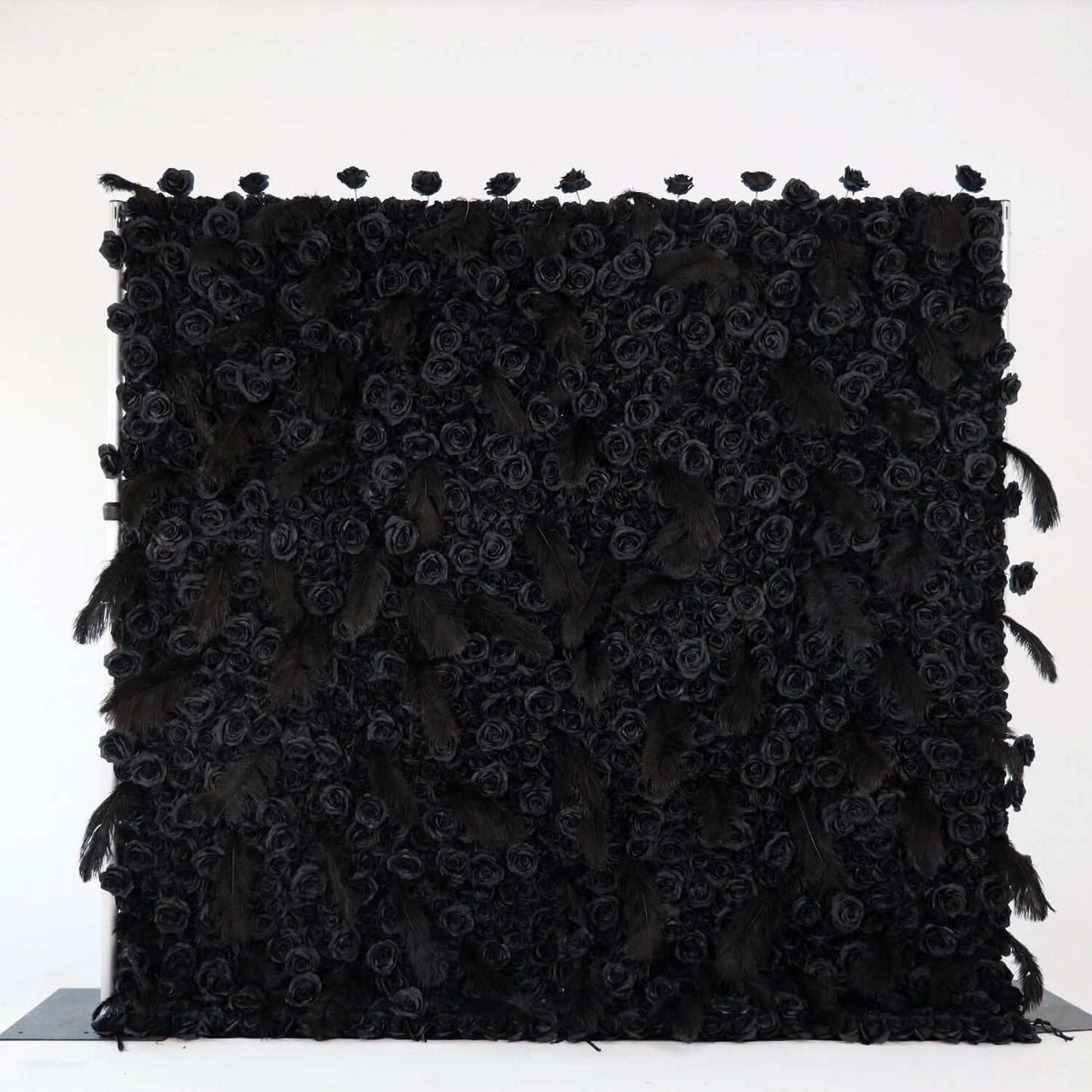 Black Rose Feather Flower Wall Backdrop for Birthday Party Decorations-ubackdrop