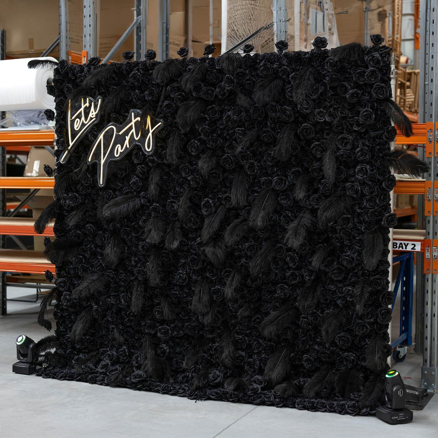 Black Rose Feather Flower Wall Backdrop for Birthday Party Decorations-ubackdrop