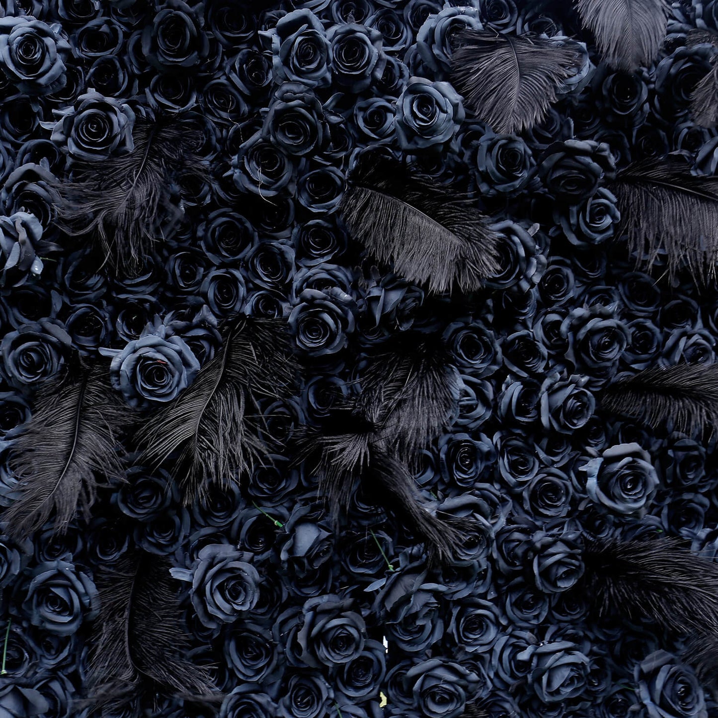 Black Rose Feather Flower Wall Backdrop for Birthday Party Decorations-ubackdrop