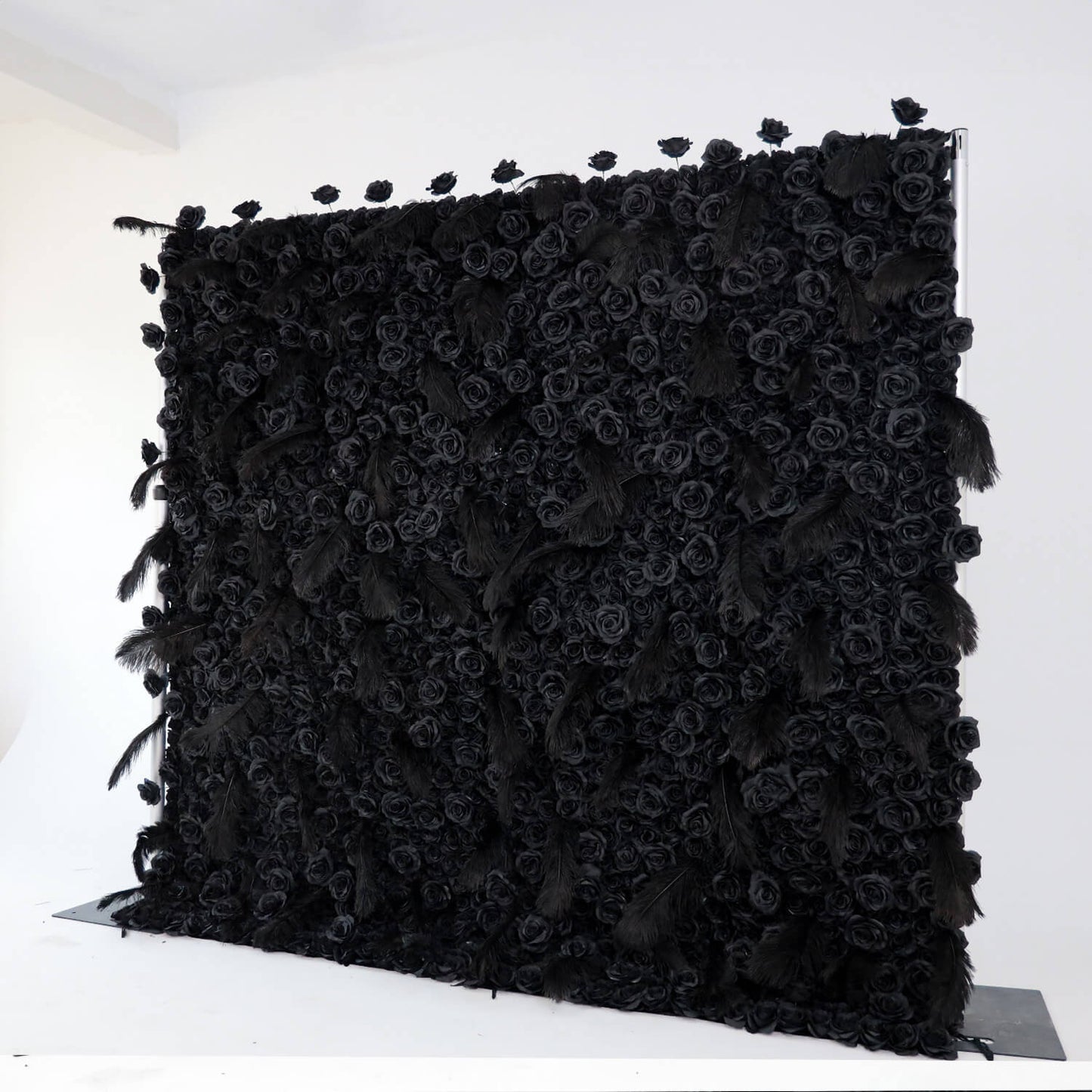 Black Rose Feather Flower Wall Backdrop for Birthday Party Decorations-ubackdrop