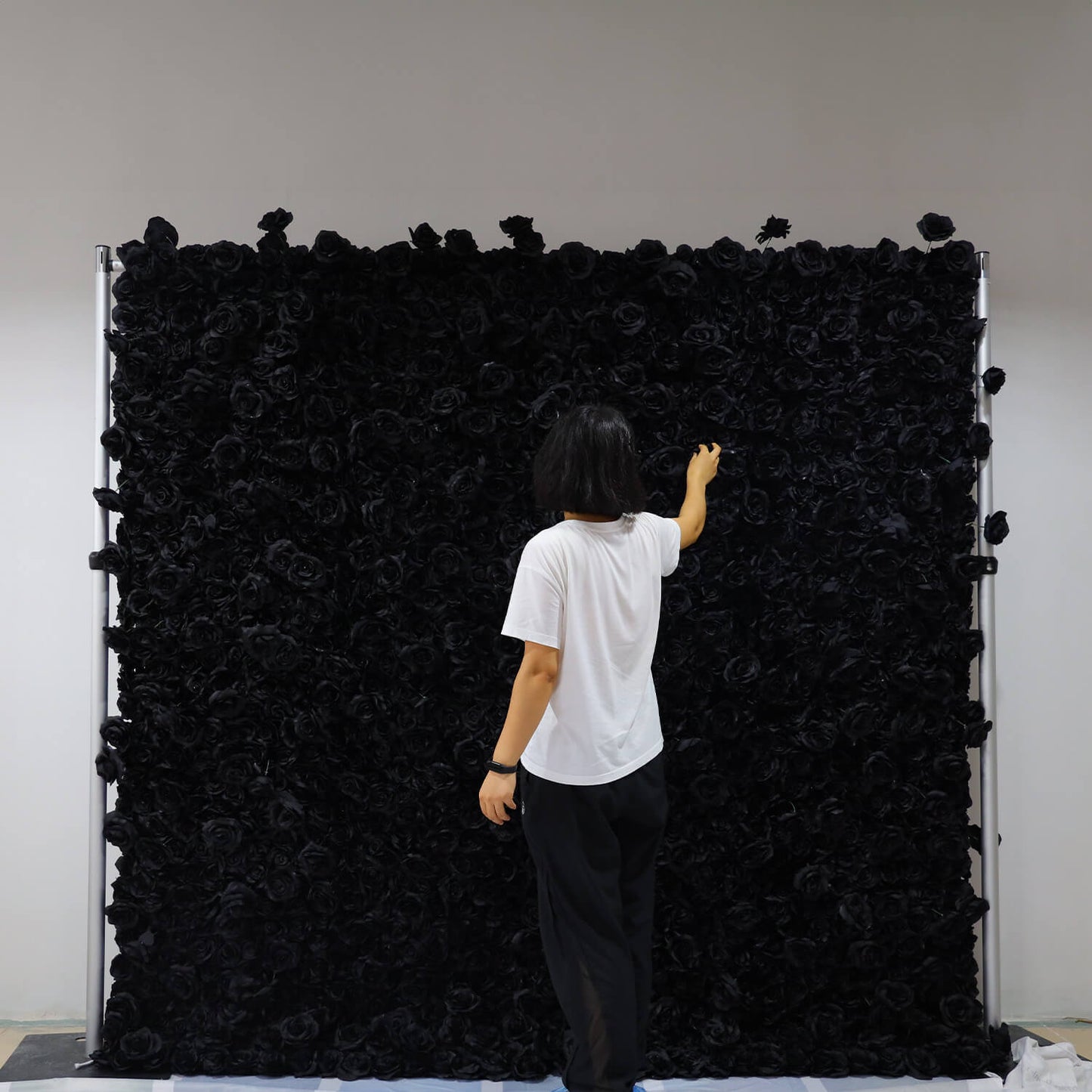 Black Rose Flower Wall Backdrop for Birthday Party Decorations