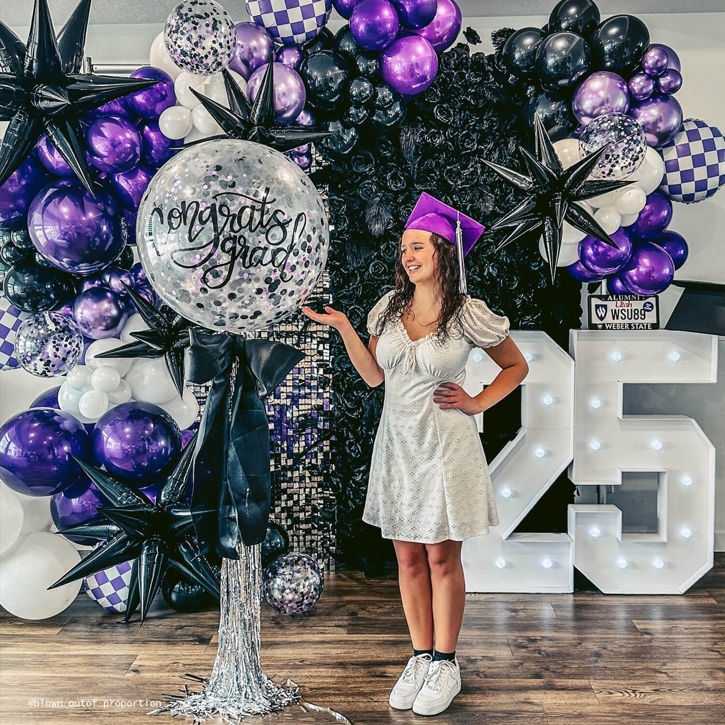 Black Rose Feather Flower Wall Backdrop for Birthday Party Decorations-ubackdrop