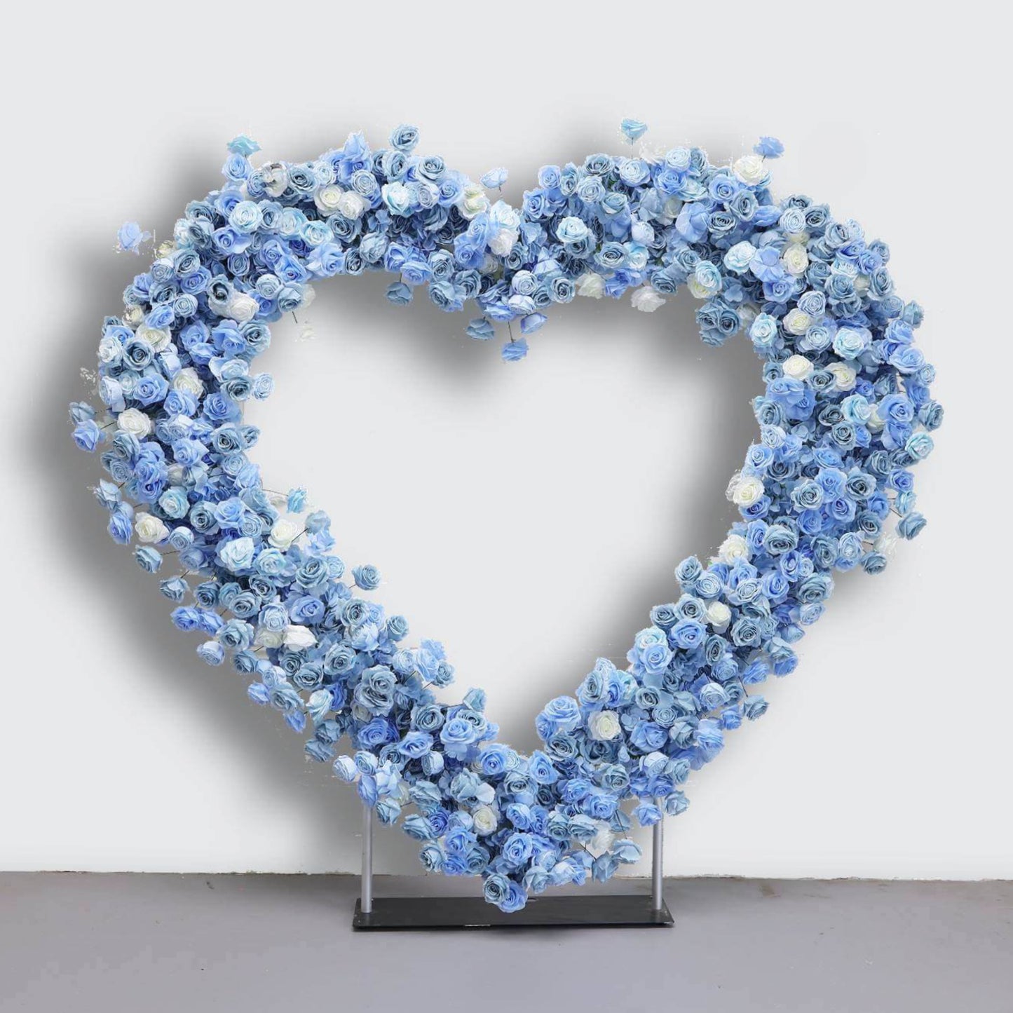 Blue Roses Heart Shaped Flower Wall For Baby Shower Decoration-ubackdrop