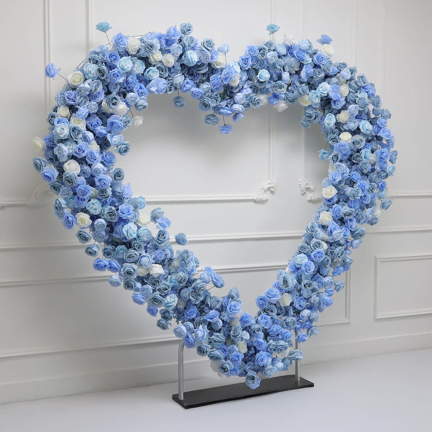 Blue Roses Heart Shaped Flower Wall For Baby Shower Decoration-ubackdrop